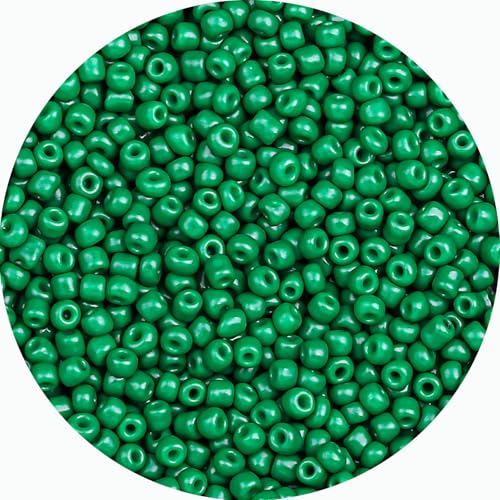 Legefo 4mm Glass Seed Beads Bulk, Green 6/0 Small Mini Pony Seed Beads, Tiny Round Craft Bead for Bracelet Necklace Wrist Jewelry Making Beading Weaving DIY Crafts Supplies, 1000pcs - color: Green