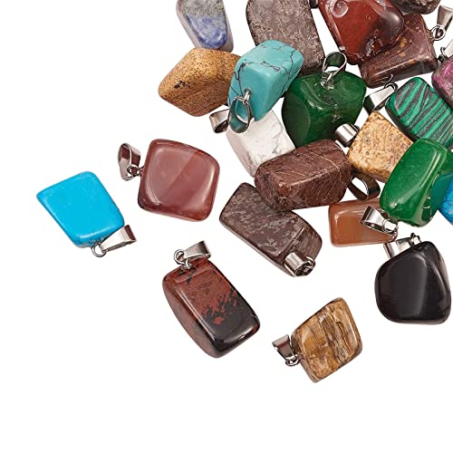 DanLingJewelry 24Pcs Random Irregular Natural and Synthetic Gemstone Pendants Healing Chakra Reiki Stone Bead Charms for Jewellery Making - color: 24pcs - gemstone