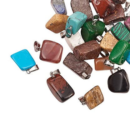 DanLingJewelry 24Pcs Random Irregular Natural and Synthetic Gemstone Pendants Healing Chakra Reiki Stone Bead Charms for Jewellery Making - color: 24pcs - gemstone