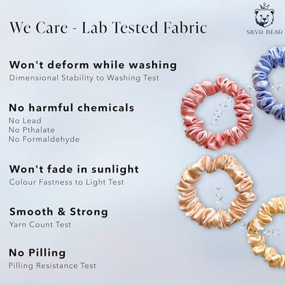 SILVR BEAR Luxury Satin Scrunchies, No Damage Small Hair Ties for Thin Hair, Softer than Silk Ponytail Holders for Women, Girls, Men, 6 Pack Pastel Shades - color: Pastel Skinny