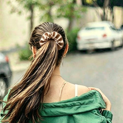 Silk Hair Ties Ponytail Holder Hairs Bow Ropes Elastics Hairtie Accessories Wide 0.8inch on Hair No Damage No Crease for Women Curly Thick Wavy Hair(30Pcs Earthy Yellow) - color: Earthy Yellow