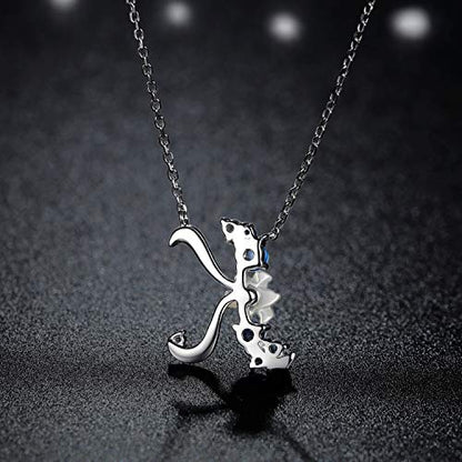 VIKI LYNN Initial Necklace for Women 925 Sterling Silver Initial A to Z Letter Pendant Necklace with Blue Flower Cubic Zirconia Birthday Engagement Gift for Women,Mom, Couple - style: Letter K