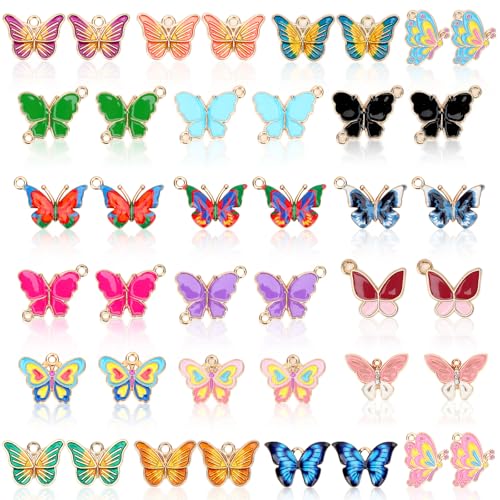 MARFOREVER 40 Pcs/20 Pairs Butterfly Charms for Jewelry Making | Mixed Butterflies Charms, Assorted Spring Summer Enamel Butterfly Charm Pendants, Necklace Earrings Bracelet Making Craft DIY - style: Butterfly