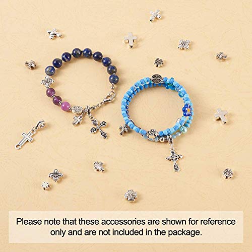 Craftdady 70pcs Tibetan Silver Crucifix Cross Beads Metal Cross Spacer Charms for Jewelry Crafts Making Hole: 1-2mm - color: 14 Style, 70pcs, Antique Silver