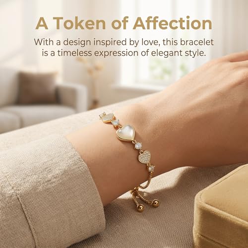 Heart Bracelet Gold Adjustable Slider Chain Bracelets for Women Charm Plated Copper Link Jewelry Dainty Fashion Wrist Accessory