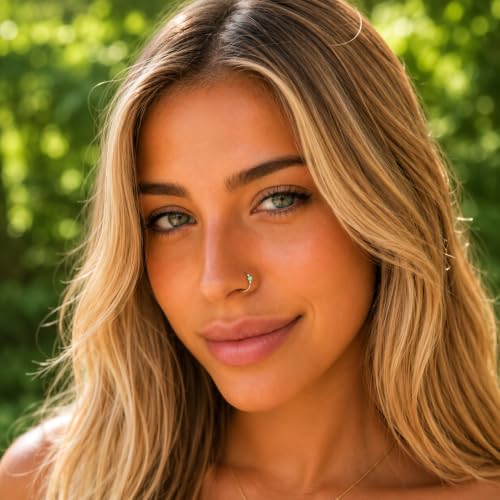 Jolliz Opal Nose Rings Hoops – 24 Gauge Classic Design, Elegant Nose Rings for Women & hypoallergenic Nose Piercings Jewelry Perfect for Any Occasion with Comfortable Fit - color: Green Opal Silver