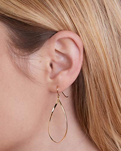 Milla Dainty Silver Drop Earrings for Women and Dangling Gold Earrings | Hypoallergenic, Easy to Wear, Available in 14K Gold, Rose Gold, or Silver Plated Finish, Different Designs - color: Teardrop / 14K Gold Plated
