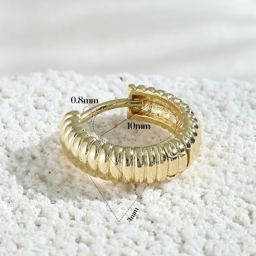 Gold Hoop Earrings for Womens Twisted Huggie Hoops Earrings 14K Gold Plated Twisted Rope Round Hoop Earrings for Women Lightweight - style: Rope Earring