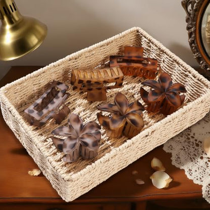 Flower Hair Clips for Women, Square Claw Clips for Girls 6 PCS - Deep Color - leopard - color: leopard