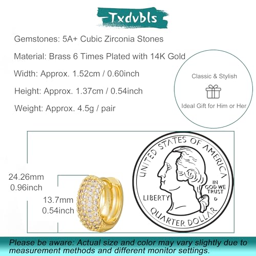 Hoop Earrings for Men - 14K Gold Plated Cartilage Huggie Earrings | Cubic Zirconia, Lightweight, CZ Inlaid, Hypoallergenic for Sensitive Ears, Mens jewelry Gift for Him - style: gold chunky