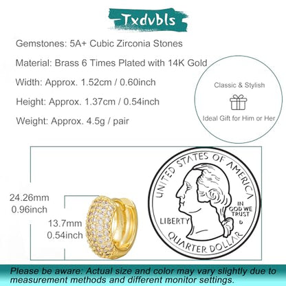 Hoop Earrings for Men - 14K Gold Plated Cartilage Huggie Earrings | Cubic Zirconia, Lightweight, CZ Inlaid, Hypoallergenic for Sensitive Ears, Mens jewelry Gift for Him - style: gold chunky