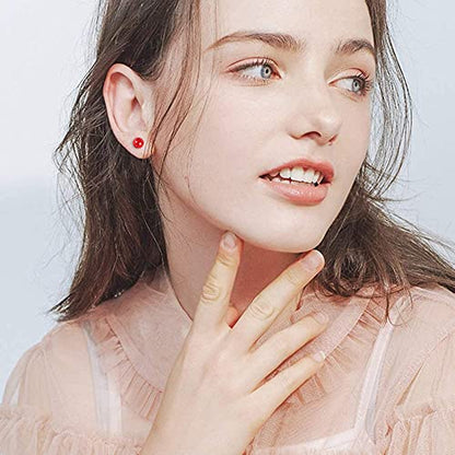 AoedeJ Colorful Pearl Stud Earrings - Small Pearl Earrings Set in Stainless Steel for Women - color: 6mm