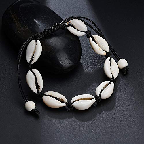 COLORFUL BLING 2 Pieces Handmade Boehmia Natural Cowrie Shell Anklet Seashell Ankle Bracelet Boho Beads Hawaii Foot Jewelry
