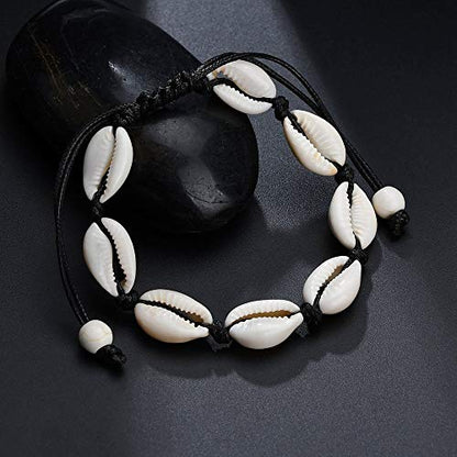 COLORFUL BLING 2 Pieces Handmade Boehmia Natural Cowrie Shell Anklet Seashell Ankle Bracelet Boho Beads Hawaii Foot Jewelry