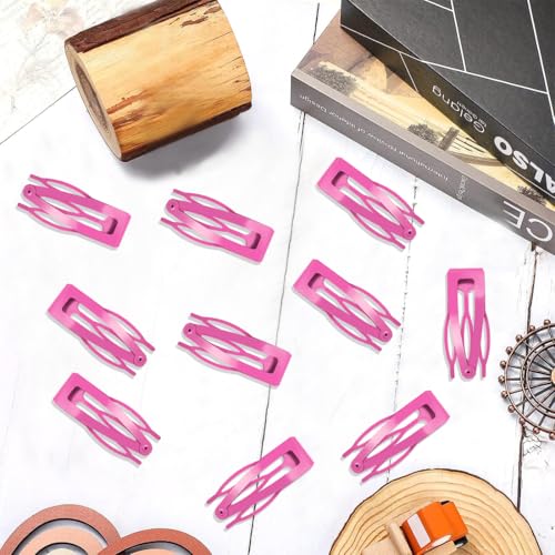 20 Pcs Snap Hair Clips for Women Snap Hair Barrettes Double Grip Hair Clips 3 Prong Clips for Hair Barrettes for Women Girls (Pink) - color: Pink