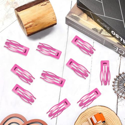 20 Pcs Snap Hair Clips for Women Snap Hair Barrettes Double Grip Hair Clips 3 Prong Clips for Hair Barrettes for Women Girls (Pink) - color: Pink