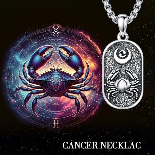 SIMONLY Zodiac Necklace 925 Sterling Silver Constellation Necklace Zodiac Sign Necklaces Horoscope Jewelry Christmas Birthday Astrology Gifts for Women Men Unisex - style: Cancer-Gold