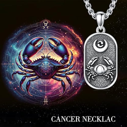 SIMONLY Zodiac Necklace 925 Sterling Silver Constellation Necklace Zodiac Sign Necklaces Horoscope Jewelry Christmas Birthday Astrology Gifts for Women Men Unisex - style: Cancer-Gold