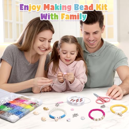 LZOUOWO 5300 Clay Beads Bracelet Making Aesthetic Kit, Polymer Heishi Beads | Preppy Friendship Bracelet, Pearl Disc Beads Charms for Jewelry Making, DIY Creative Gift for Girls 8-12 Teens - color: 5300pcs