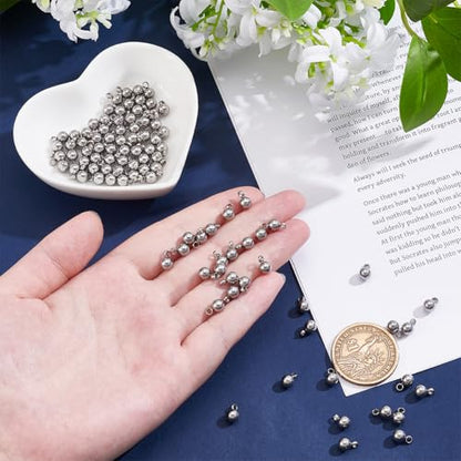 PH PandaHall 100pcs 1.5mm Stainless Steel Round Pendants Charms Pendants DIY for Women Jewelry Making and Crafting