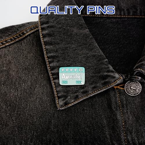 Enamel Pins, Cute Pins for Backpacks, Hat Pins, Novelty Brooch Pins, Backpack Pins, Lapel Pins for Men, Women, Girls, Boys. For Lanyard, Bags, Hats, Caps, Clothing - color: Anxiety
