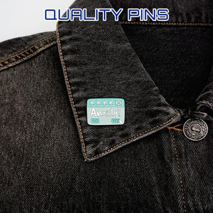 Enamel Pins, Cute Pins for Backpacks, Hat Pins, Novelty Brooch Pins, Backpack Pins, Lapel Pins for Men, Women, Girls, Boys. For Lanyard, Bags, Hats, Caps, Clothing - color: Anxiety