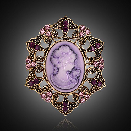 JJTZX Victorian Black Velvet Lace Choker Gothic Lady Cameo Necklace Gift for Her - style: Brooch 14-Gold