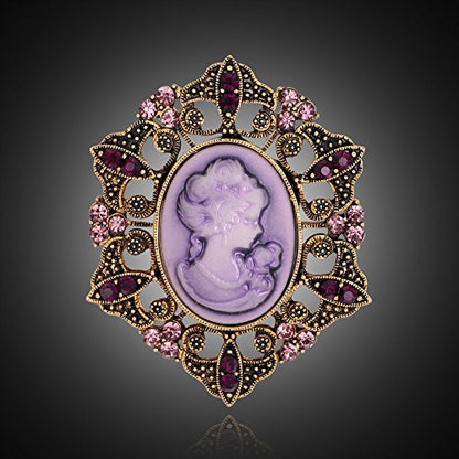 JJTZX Victorian Black Velvet Lace Choker Gothic Lady Cameo Necklace Gift for Her - style: Brooch 14-Gold