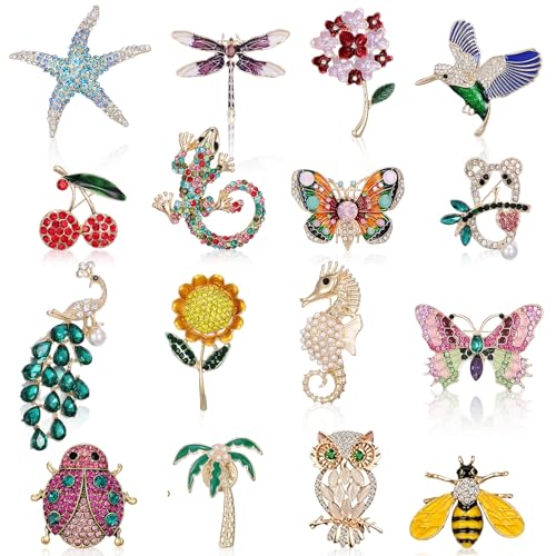 12pcs Women Brooches Bulk Set,Rhinestone Crystal Vintage Brooch Pins,Retro Broches Pin for Women Mother's Day Gifts Christmas Gifts - style: Nature