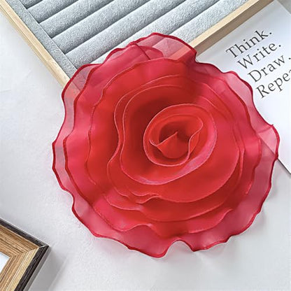 10inch Extra Large Flower Brooch Pin for Women Fashion Dainty Organza Satin Fabric Big Camellia Brooches Lapel Pins Wedding Dance Party Dress Accessories Exaggerated Jewelry Gift - color: 10 inch Red
