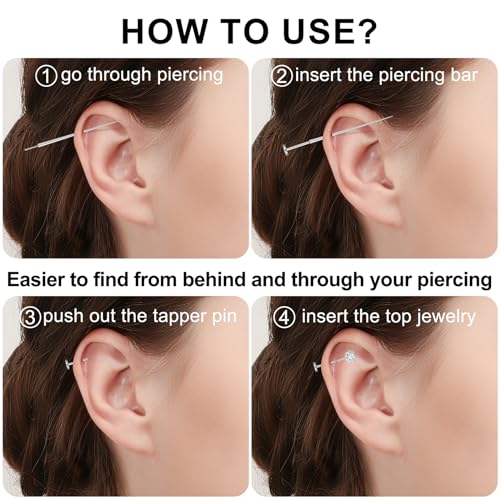 Gotumo 20G Flat Back Earrings Stud G23 Titanium Threadless Tragus Labret Cartilage Lip Medusa Conch Body Piercing Jewelry Hypoallergenic for Women Men - color: Gold 20G Bar-6/7/8mm&CZ-2/3/4mm