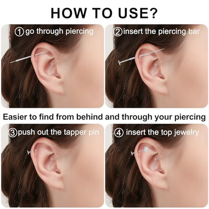 Gotumo 20G Flat Back Earrings Stud G23 Titanium Threadless Tragus Labret Cartilage Lip Medusa Conch Body Piercing Jewelry Hypoallergenic for Women Men - color: Gold 20G Bar-6/7/8mm&CZ-2/3/4mm