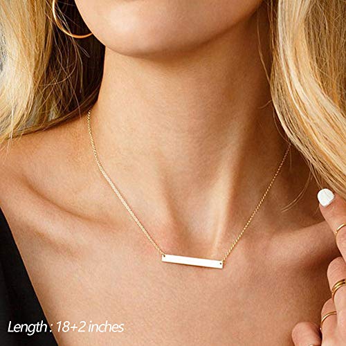 Turandoss Dainty Layered Choker Necklace, Handmade Y Pendant Necklace Multilayer Bar Disc Necklace Adjustable Layering Choker Necklaces for Women - style: "3PCS - Two Circles&Bar&Hammered Disc