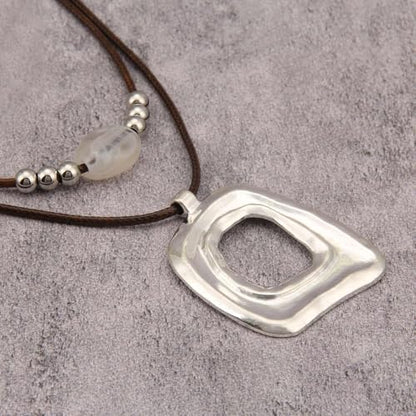 Boho Necklaces for Women Chunky Circle Necklace Bohemian Necklaces | Chunky Boho Necklace for Women Layered Boho Circle Leather Choker Necklace Long Vintage Necklaces Bohemian Jewlery Gifts - style: Bohemian Multilayer Necklace