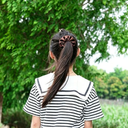 Silk Hair Ties Ponytail Holder Hairs Bow Ropes Elastics Hairtie Accessories Wide 0.8inch on Hair No Damage No Crease for Women Curly Thick Wavy Hair(30Pcs Brown) - color: Brown