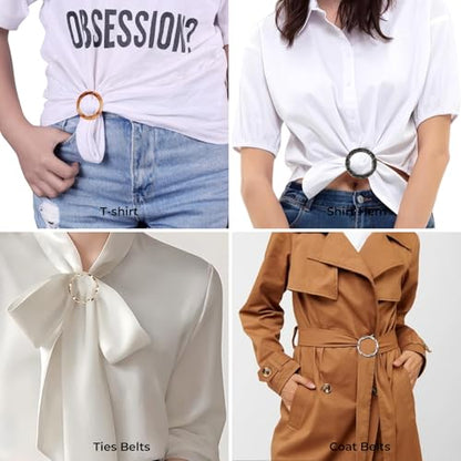 12PCS Scarf Ring Clip -Shirt Tie Clips,Waist Cinch Clip Buckle,Clothes Tightener Clip,Clothes Corner Knotted Button For Womens Clothing Accessories