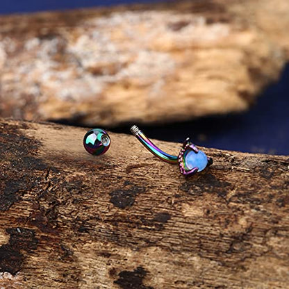 OUFER Rook Earrings Dragon Claw Eyebrow Rings 316L Surgical Steel 16G Curved Barbell Rook Daith Piercing Jewelry - color: Rainbow