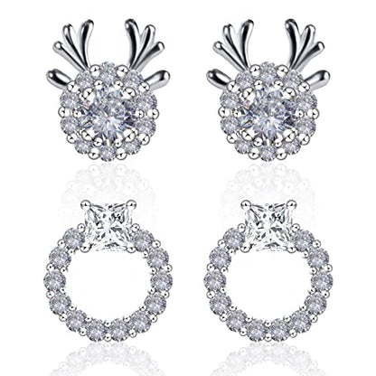 Earrings Holy Stud Earrings for Girls/Women, Sliver Gold Wedding Earrings for Bridesmaids - color: Deer&Wreath|Silver