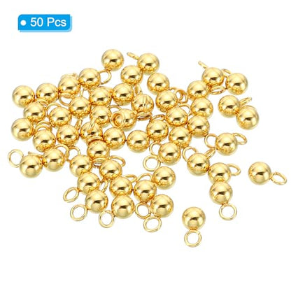 PATIKIL 50pcs Steel Bead Charm, Stainless Steel Ball Bracelet Charm Pendants Metal Round Beads Small Bulk for Jewelry Making - color: Gold Tone, size: 4mm