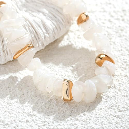 Colorful Irregular Beaded Necklace for Women Resin Jewelry Gift | Trendy Statement Bead Choker Necklaces Summer Beach Boho Charm Accessories Stuff - color: White