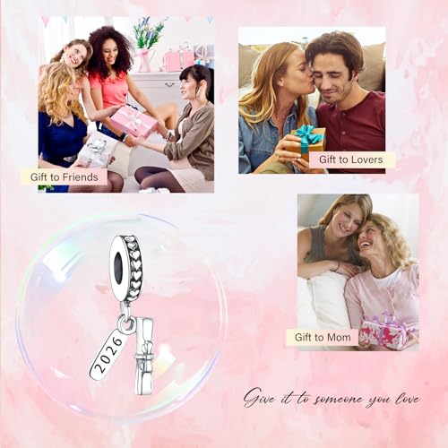S925 Bead Pendant Charms for Bracelets Necklaces, Compatible with Pandora, Jewelry Making DIY - style: Grad-Class of 2026 Graduation Scroll Charm
