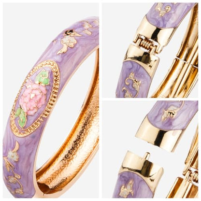 UJOY Cloisonne Chinese Panda Bracelets-Plated Gorgeous Handcrafted Gifts Enamel Bangles Set for Women 55C43 - color: C58-Flower-Purple