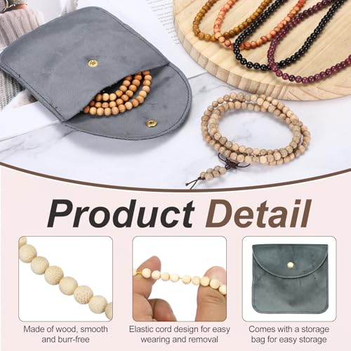 MECCANIXITY Prayer Beads Bracelet, Natural Wooden Bead Mala Bracelets Link Wrist Men Women Beaded Stretch Crafts Bangle - color: Golden Bamboo Color