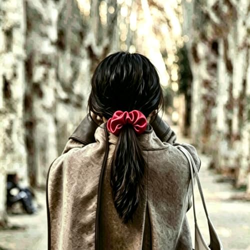 Silk Hair Ties Ponytail Holder Hairs Bow Ropes Elastics Hairtie Accessories Wide 0.8inch on Hair No Damage No Crease for Women Curly Thick Wavy Hair(30Pcs Claret) - color: Claret