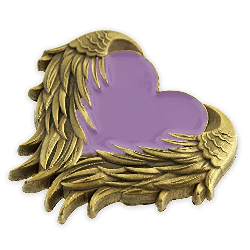 PinMart's Purple Cancer Awareness Heart Ribbon Enamel Lapel Pin Set
