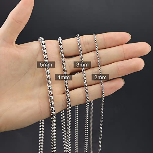 Mens Chain Necklaces, Stainless Steel Rolo Chain Necklace for Men & Women - color: Silver 2mm