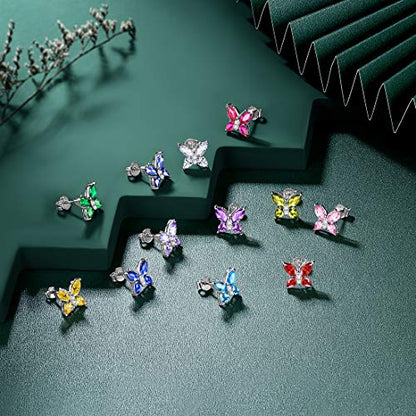 925 Sterling Silver Birthstone Butterfly Jewelry Women Crystal Animal Cute Butterflies Birthday Necklace/Earring/Ring/Bracelet Sets Birth Stone Statement Anniversary Jewellery - color: 1-K.November-Citrine