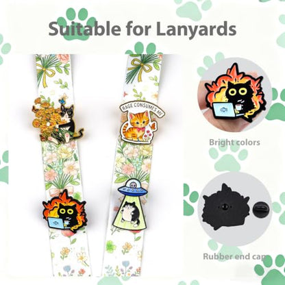 4/6/9/10/12/16/20PCS Cute Enamel Pins Bulk Set, Art Aesthetic Lapel Brooches, Humorous Quote Pins for Backpacks Jackets Hats Bags, Novelty Cool Badges for Women, Men, Teens, Kids - style: 14pcs Cat