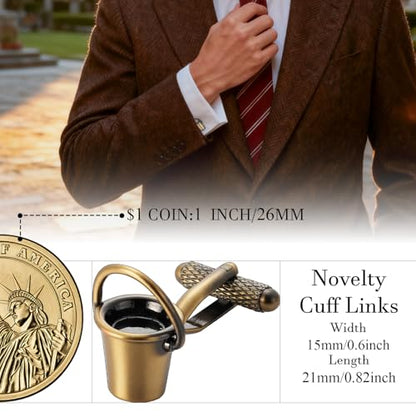 HAWSON Various Unique Cuff Links Mens, Animal/Tactical/Music/Holiday/Cufflinks, Themed Wedding Dinner Party Gift Suit Accessories - style: Bucket