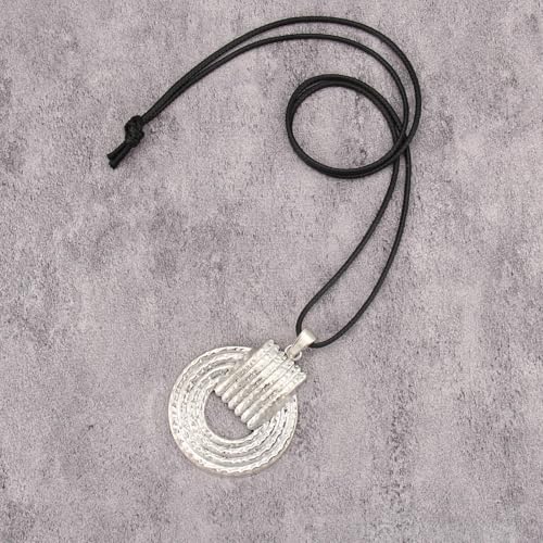 Boho Necklaces for Women Chunky Circle Necklace Bohemian Necklaces | Chunky Boho Necklace for Women Layered Boho Circle Leather Choker Necklace Long Vintage Necklaces Bohemian Jewlery Gifts - style: Boho Chunky Necklace